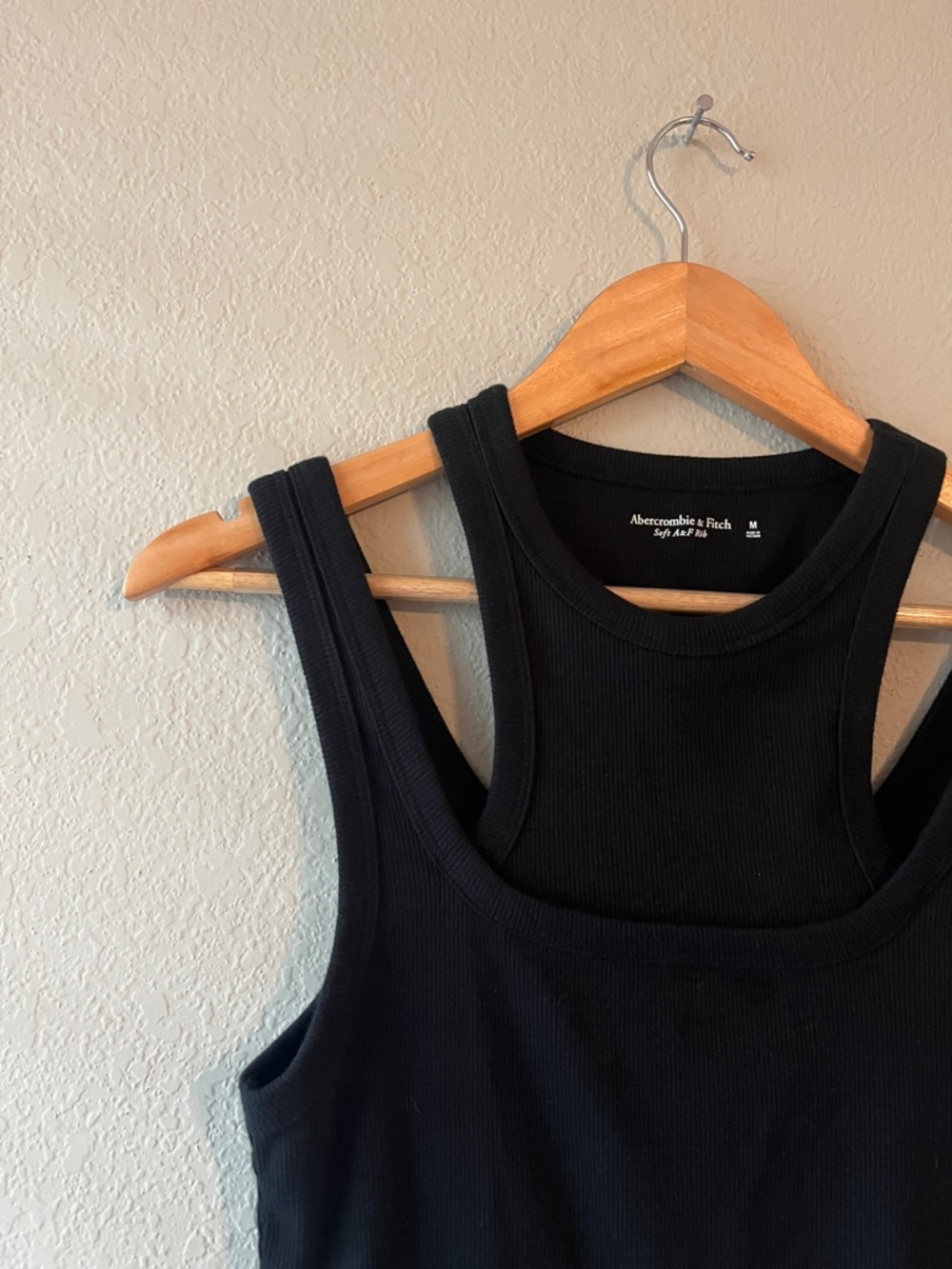 Abercrombie & Fitch Black Ribbed Square Neck Tank Medium - Picture 3 of 5